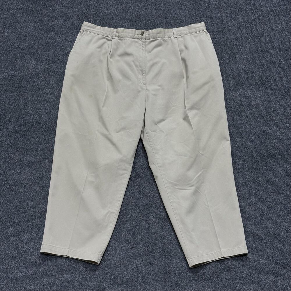 L.L. Bean Capri Pants Womens 10P Khaki Pleated Comfort Waist Elastic Back
